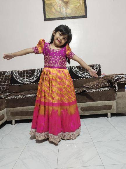 NEW LAUNCING KIDS GOWN kanjivaram silk Kids party wear wholesale Delhi